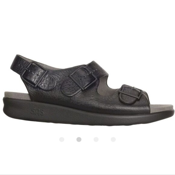 Relaxed Heel Strap Sandal Leather Tripad Comfort Sandals Black Size 7.5 W - Picture 16 of 16